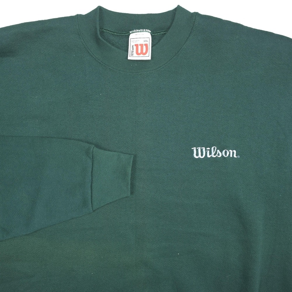 VINTAGE Wilson Sweatshirt Mens XXL Green Made In USA Crewneck‎ 90s Sportswear